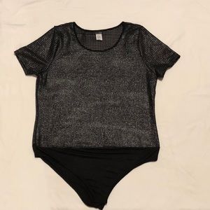 Glitter Mesh Top Bodysuit